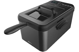 Cecotec Friggitrice d’olio Cleanfry Luxury 3000 Dark da 3,2 litri di olio. 2400 W, Acciaio inossidabile red di nero, 5 Programmi, filtro OilClean, Temperatura regolabile