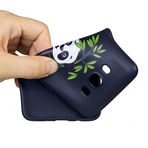 Samsung J5 (2016) Hülle, Edaroo Bunt Malerei Ultra Slim Schwarz Flexible Silikon Gummi Handy Schutzhülle Schale Schutz Phone Case Cover Dauerhaft Stoßfest Bumper für Samsung Galaxy J5 (2016) – Niedlich Glücklicher Panda - 3