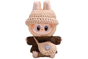 MINGSOLDIER Ropa de muñeca de 17 cm, adecuada para muñecas Labubu de 17 cm, accesorios de muñecas Labubu de 17 cm, 1 sombrero, 1 sombrero, 1 bolsa, sin muñeca, solo ropa