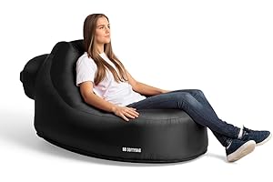 Softybag Stuhl - Aufblasbarer Luftstuhl, Anti-Leakage Campingsitz für Outdoor, Aufblasbare Palette, Tragbare Sitzgelegenheit Camping Zubehör für See, Berge, Strand (Schwarz - Midnight Black)