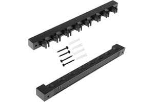 rockible Wooden Pool Stick Holder Wall Mounted 8 Cue Clips Black for Billiards Lovers