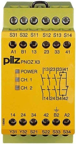Pilz Not-Aus-Schaltgerät PNOZ X3 #774310 24AC24DC 3n/o1n/c1so PNOZ X Gerät zur Überwachung von sicherheitsgerichteten Stromkreisen 4046548011685