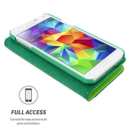Snugg Funda Galaxy S5  8482  - Carcasa Verde De Cuero  PU  con Tapa Y Garant  a De por Vida para Samsung Galaxy S5