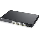Zyxel GS1920-24HP Smart Managed PoE+ Switch - 24 Ports + 4 SFP, 375W Budget Für KMU Netzwerke