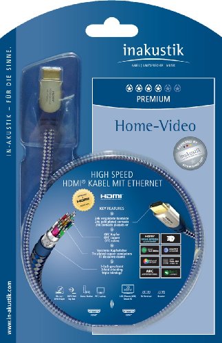 In-akustik Premium – High Speed HDMI Kabel mit Ethernet, HDMI 2.0, Blau/Silber, 3m - 4
