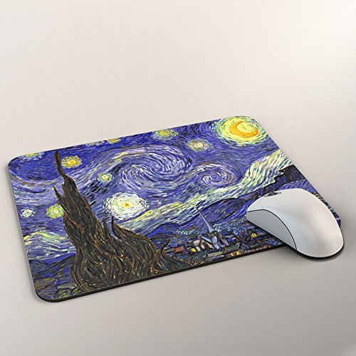 Van Gogh – Starry Night, Mousepad Anti Rutsch Unterseite für Optimalen Halt Kompatibel mit allen Maustypen (Kugel, Optisch, Laser) Ideal für Gamer und für Grafikdesigner. - 2
