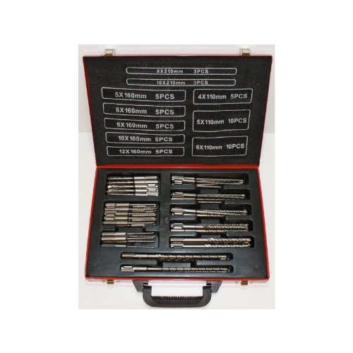 Spar-Set: 56 Stück Bohrer SDS ( Hammerbohrer SDS-Plus-System ) von 4 x 110 bis 12 x 160 mm sortiert im Stahlblechkoffer - 2