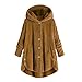 Produktbild Hanomes Damen MantelDamen Winter Warme Wollmantel Casual Faux Fur Hoodie Verdicken Kaschmir Pullover Lose Kapuzenjacke Knopf BaumwolleMantel