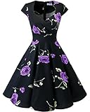 conleys purple kleid Pflegehinweis: Handwäsche bbonlinedress 1950er Vintage Retro Cocktailkleid Rockabilly V-Ausschnitt Faltenrock Black Purple Brose 3XL
