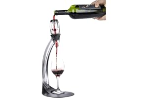 NK Set de Decantador de Vino + Soporte - Aireador de vino con filtrado, Material Acrílico, Filtro Incorporado, Incluye Soporte para Copa de Vino y Bolsa de tela, Altura de 41 cm, Color Negro