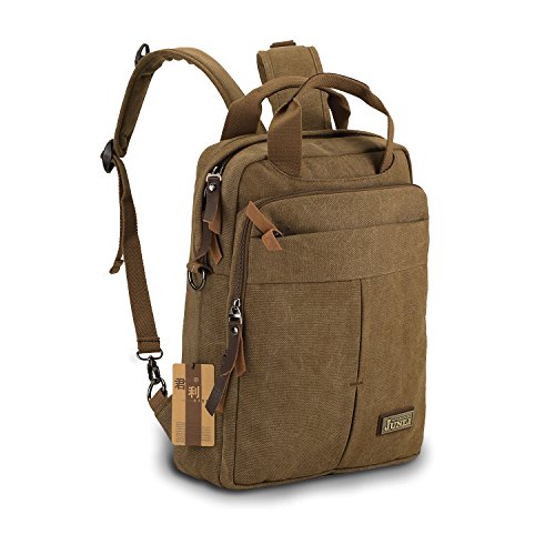 HongyuTing Vintage Canvas Laptop (14 Zoll) Rucksack Business Aktenkoffer College School Rucksack / Umhängetasche - 2