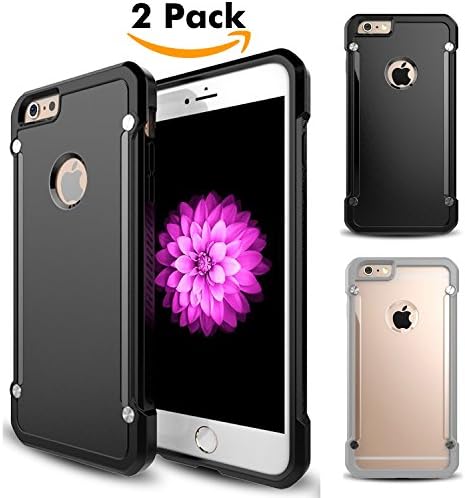 Unives iPhone 6 Plus/6S Plus Case [2-Pack] **NEW** (1 Black + 1 Grey) Frosted Series Ultra Thin Anti-Scratch Protective Case with Matte PC Hard Plastic back cover and Rugged Soft TPU Gel Bumper