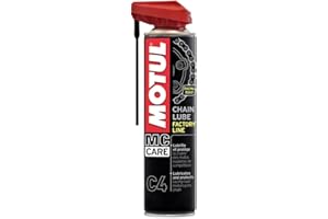 Motul - Lubrifiant Chaîne Moto Routière de Compétition - Aérosol Blanc pour Application Facile - Vitesse et Endurance - Compatible O-RING, X-RING, Z-RING - MC Care Chain Lube Factory Line C4-400 ml