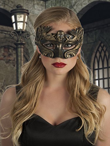 erdbeerloft – Kostümzubehör: Venezianische Maske Metalloptik Steampunk Totenkopf, Schwarz - 2