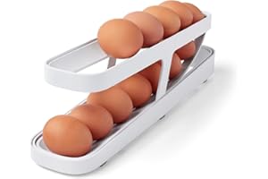SUBORAWOS Eierhalter für den Kühlschrank, Automatischer Rollender Eierspender, Eierablage zur Organisation von Kühlschränken und Küchen (Weiß)
