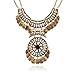Feng Women Bohemian Festival Jewelry Double Chain Coin Statement Necklace (Gold)