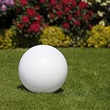 Kugelleuchten 3er SET, Gartenbeleuchtung 2 x 20 cm & 1 x 30 cm Ø, Außenleuchten, weiße Gartenlampen, Innen & Außen, Gartenkugeln für Energiesparlampen E27 & LED - 230 V & 20W, Kugellampen mit IP44 - 4