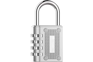 Combination Locker Padlock, BeskooHome Resettable Combination Gym Padlock, 4-Digit Waterproof Outdoor Padlock for Hasp Cabinet, Toolbox, Gym Locker, Gate, Fence (1 Pack Silver)
