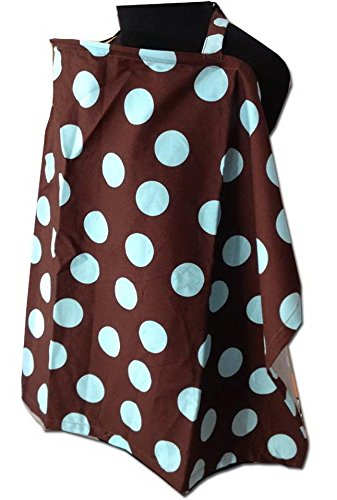 Palm and Pond Breastfeeding Cover - Brown with Baby Blue Spots