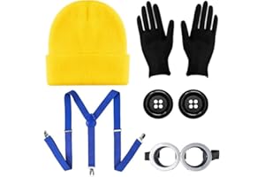 Humairc Costume Giallo Kit Occhiali Giallo Costume Halloween Cosplay Carnevale Halloween Accessori Cosplay Costume da Giallo Donna Uomo Bambino - Occhiali Cappello Giallo Guanti Neri