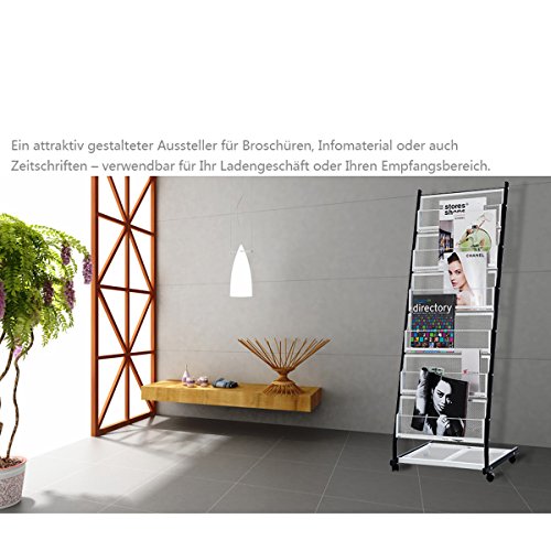 DXP Prospektständer Prospekthalter Mobil mit Rollen A4 Brochure Literature Magazine Display Stand Rack 6 Ebenen HJ-02 - 5