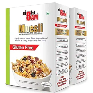 8AM Muesli Gluten Free Almonds, Whole Grains Roasted Nut And Seeds Pack of 2, 850gm