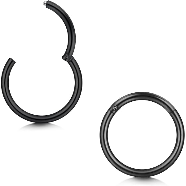 12 Pièces Piercing Nez Anneaux 18g 316L Acier de Qualité Médicale Hinged Nose Ring Hoop Femme