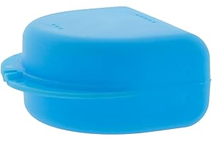 ‎DR. BAUER'S Dr. Bauer's Zahnspangenbox, KFO-Dose, Hygienische Aufbewahrungsbox für Zahnspangen, Prothesen, mit Luftlöchern (hellblau, 4,10cm hoch)