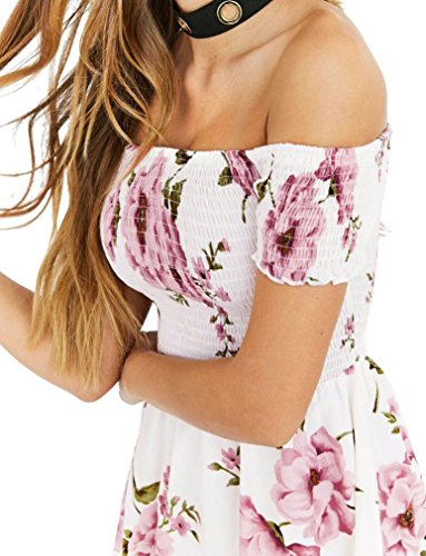 Damen Aus Schulter Minikleid, LILICAT Mode Frauen Blumen Strand Beiläufig Abend Party Kleid - 3