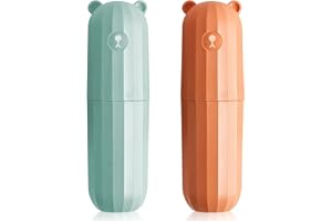 Jadin Porta Spazzolino da Viaggio, 2 Pezzi Custodia da Viaggio per Spazzolino da Denti, Custodia Portatile per Spazzolino da Denti, Adatta per Casa, Viaggi Allaperto, 20 x 5,5 cm, Arancio + Verde