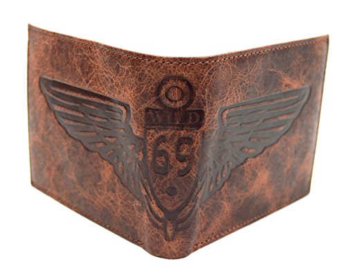 Preisvergleich Produktbild Rustikale Büffelleder Herren Geldbörse Biker Brieftasche