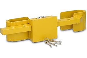 JOM Car Parts & Car Hifi GmbH 127439 Containerschloss aus gehärtetem Stahl, Diebstahlschutz, inklusive Bügelschloss, 4 Schlüssel, 2-teilig, Farbe Gelb
