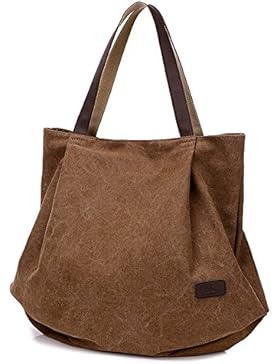 BYD - Damen Large Schule Bag Tote Bag Shopper handtaschen Canvas Bag Reine Farbe Handtaschen