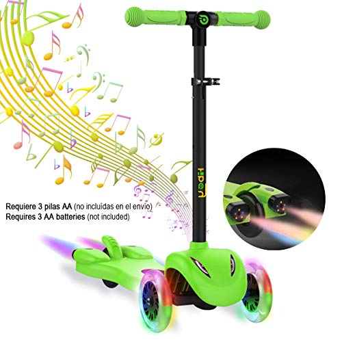Hiboy S51 Patinete 3 Ruedas Scooter para niños con Música y Vaport +3 Años, Verde
