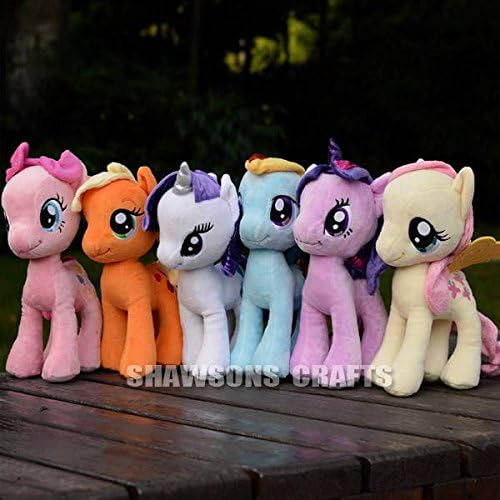 MY LITTLE PONY PLUSH TOYS 6 PCS LOT TWILIGHT FLUTTERSHY APPLEJACK RAINBOW RARITY