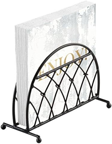 ENJOY MARBLE WHITE GREY GOLD 20 X 3 PLY PAPER NAPKINS &amp; BLACK LATTICE NAPKIN HOLDER SET