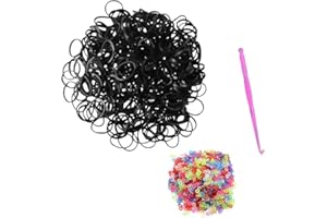 DasKid 600+ Black Loom Bands Refill Pack with Tool and Colorful Connectors Art Craft Refills for DIY Bracelet Making Refill Kit (600+)