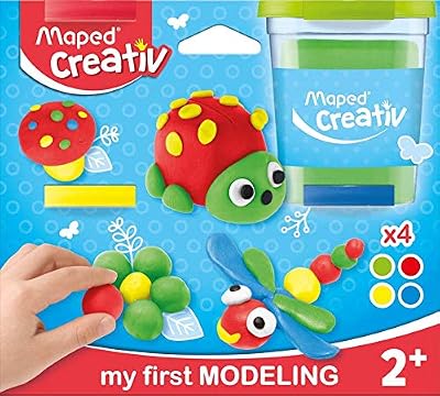 MAPED Creativ - Kit Pâte à Modeler 4 Pots couleurs assorties - Loisirs Créatifs enfants - Premier Age