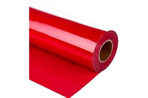 HIKENRI Vinile Termoadesivo per Tessuti 30.5×305 cm,Pellicola per Plotter in Vinile a Trasferimento Termico,Facile da Tagliare e Eliminare,Vinile Permanente per T-Shirt rosso