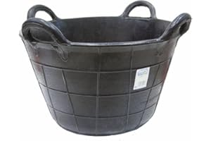 MERCATOOLS - Espuerta de Goma | 4 Asas | 40 L | Ø Boca: 49 cm | Ø Base: 32 cm | Altura: 36 cm | Peso 5 Kg | Plástico | Negro