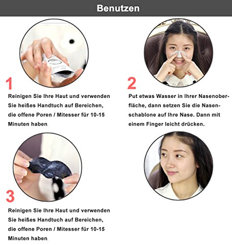Nase Maske, Black Head Remover, Tiefenreinigung Mitesser Akne Maske Mitesser Gesichtsmaske Entfernen Mitesser Mask Aktive Bambus Kohle Formel Tearing style Deep Cleansing Purifying Peel off Acne Treatment Black Face Mask (10PC) - 6
