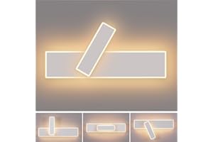 AWEKLIY Applique Murale Interieur 20W,Rotation Lampe LED Murale Acrylique Moderne, 40CM, 3 Températures de Couleur Lampe Miroir,pour Chambre à Coucher, salle de bain,Salon,Couloir (Blanc)