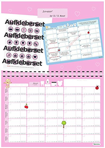 babylogbuch – mein erstes Jahr – rosa – inkl. Aufkleberset / Baby-Tagebuch Baby-Kalender | Aktion: Je verkauftem Kalender wird 1€ an ROTE NASEN Deutschland e.V. gespendet. - 3
