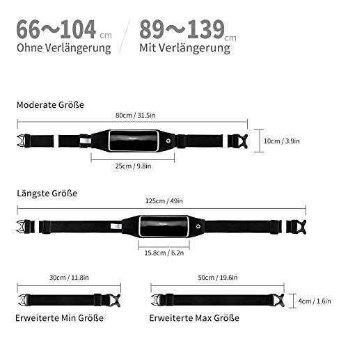 EOTW Gürteltasche Passend für Smartphones wie z.B. Apple, Samsung, HTC, usw. In Verschiedenen Farben und Größen, Hüfttaschen mit Touch-Sensitivem Fenster; für Sportliche Aktivitäten und Urlaub - 8