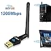 Produktbild INMUA WLAN Adapter 1200Mbit/s, Dualband (5G/866Mbps + 2.4G/300Mbps) WLAN Stick mit 2dBi Antenna, USB WiFi Dongle 802.11 ac/n/g/b/a Wireless Standards, WiFi-Empfänger für Desktop/PC/Laptop/Notebook