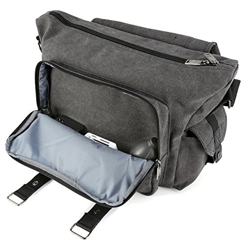 Evecase Grand Sac d   paule Universel en Toile avec Housse de pluie pour Appareil Photo  Cam  ra  Digital Reflex Num  rique  DSLR-Gris