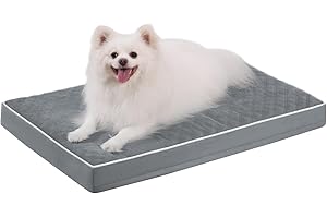 KSIIA Cama para Perros Pequeños Ortopédica, Colchón Perro Lavable, Colchoneta Perro Impermeable, Dog Bed con Funda Extraíble, Gris Oscuro, 58x43x7cm
