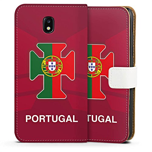 Samsung Galaxy J3 2017 Tasche Hülle Flip Case Portugal EM Trikot Fußball Europameisterschaft