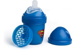 Herobility DC Superman Double Anti-Colic Baby Bottle | Award-Winning Hero Baby Bottles | Soft Breast-Like Teat, Easy Mixing Lid & Net | Safe & Environment-Friendly Materials | 140ml/5 fl oz