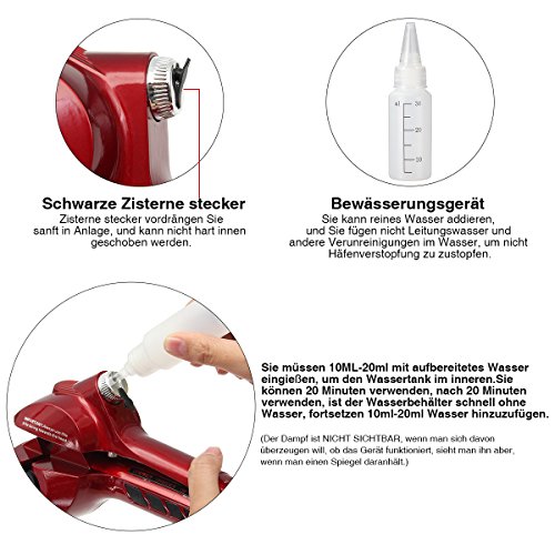 LUCKYFINE Funktion Dampf Schlafwickler Haar Dampf Schalter Curling Iron Red ¨C Display Digital LCD-Ranken, 3 Wege, 3 Einstellungen von Zeit, & 3 Temperaturstufen - 5